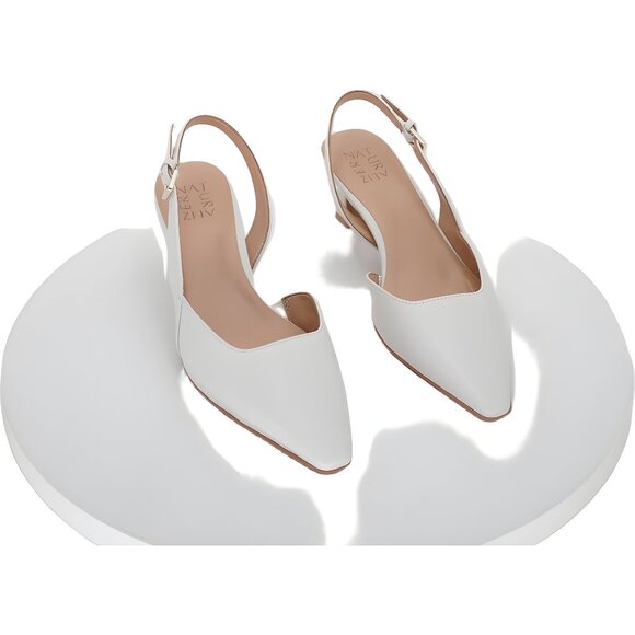 Naturalizer Dalary Slingback Pointed Toe Pumps Satin Pearl Leather US 7.5M - Picture 1 of 6